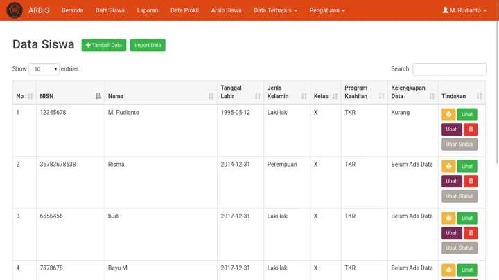 Ardis data siswa
