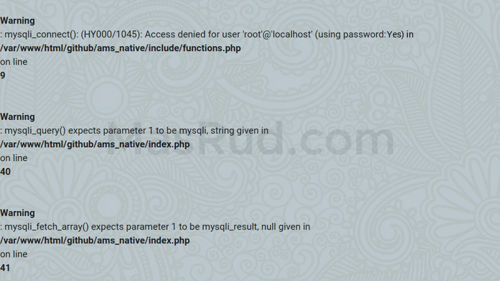 Error access denied for user ‘root’@’localhost’.