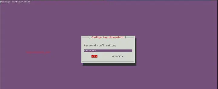 Confirm password for phpmyadmin