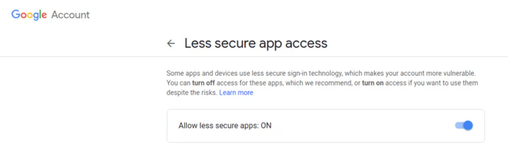 Turn on less secure apps