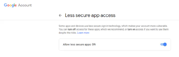 Turn on less secure apps