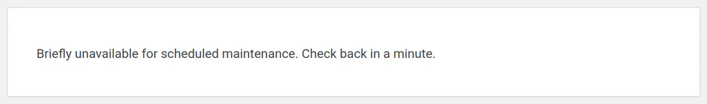 Tampilan screenshot pesan error maintenance WordPress.